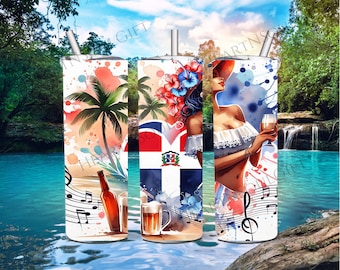 Dominican Republic Girl Tumbler wrap 20oz, Dominican Republic PNG, digital sublimation png ,Tropical sublimation PNG designs, Tumbler Wrap
