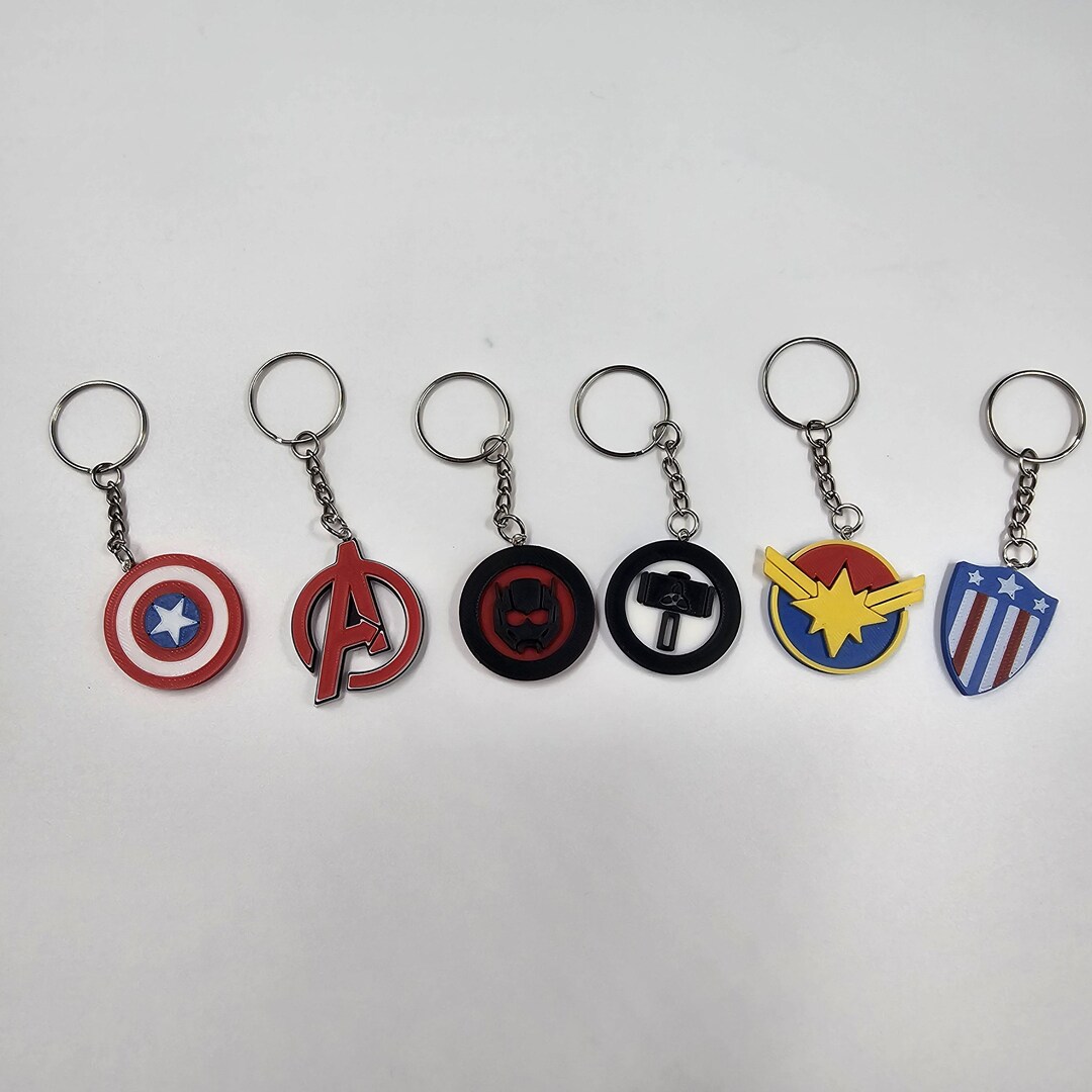 Avengers Keychain or Pin – 6 Superhero Designs | Captain America Shield ...