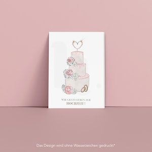 Hochzeitskarte | mit Hochzeitstorte | A6 Klappkarte
