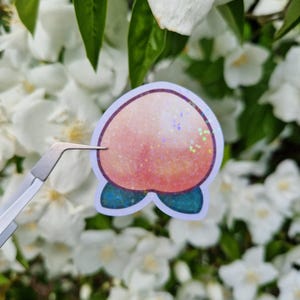 Animal Crossing Fruit - Pêche  | Autocollant finition Holographique paillettes Handmade Cadeau Item Jeux vidéo Fanart Sticker Cute