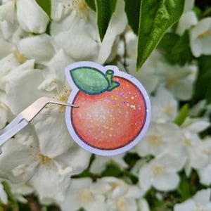 Animal Crossing Fruit - Orange  | Autocollant finition Holographique paillettes Handmade Cadeau Item Jeux vidéo Fanart Sticker Cute