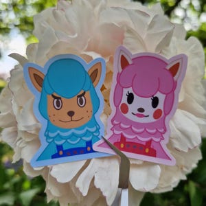 Animal Crossing - Risette et Serge / Reese & Cyrus | Lot Autocollant finition Mate Handmade Cadeau Item Jeux vidéo Fanart Sticker