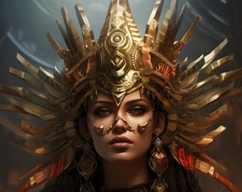Azteekse krijger koningin Art Print: poster oude beschaving (PNG-bestanden)