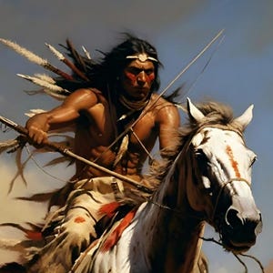 Comanche Warrior Art Print: Native American Horse Archer 5 PNG FIle Sizes