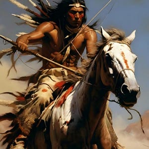 Comanche Warrior Art Print: Native American Horse Archer 5 PNG FIle Sizes