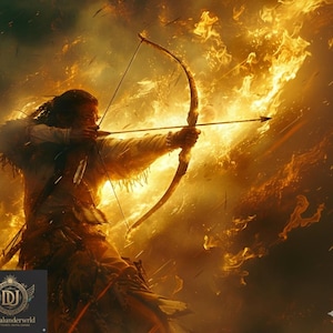 Comanche Warrior Art Print: Fiery Native American Archer (Digital Download)