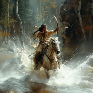 Comanche Warrior : Native American Horse Archer (5 PNG File Sizes Digital Download)