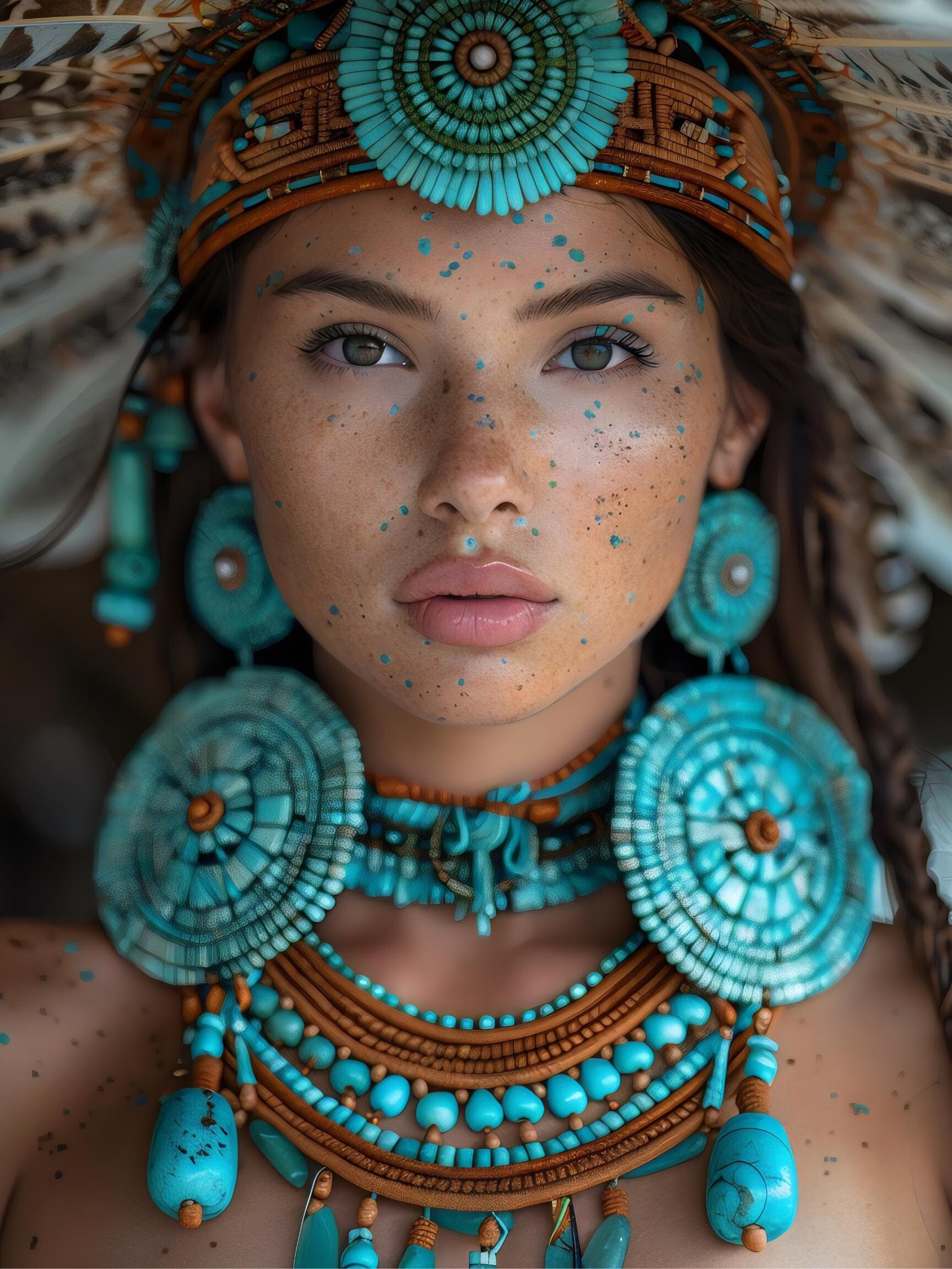 Aztec Warrior Princess Poster: Jade Jewelry, Ancient Art (5 PNG Digital ...