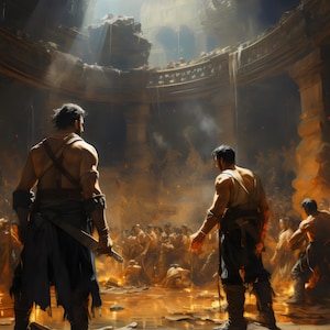 Spartacus Gladiator Rebellion Art Print: Ancient Rome Warriors (Digital Download 5 PNG File Sizes For Instant Download) Gladiator Battle