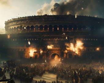 Gladiators Colosseum Art Print: Epic Roman Battle Scene (PNG Files Included
