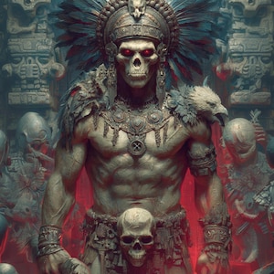 Mictlantecuhtli Aztec God Poster: Pyramid of the Sun Art (Digital Download
