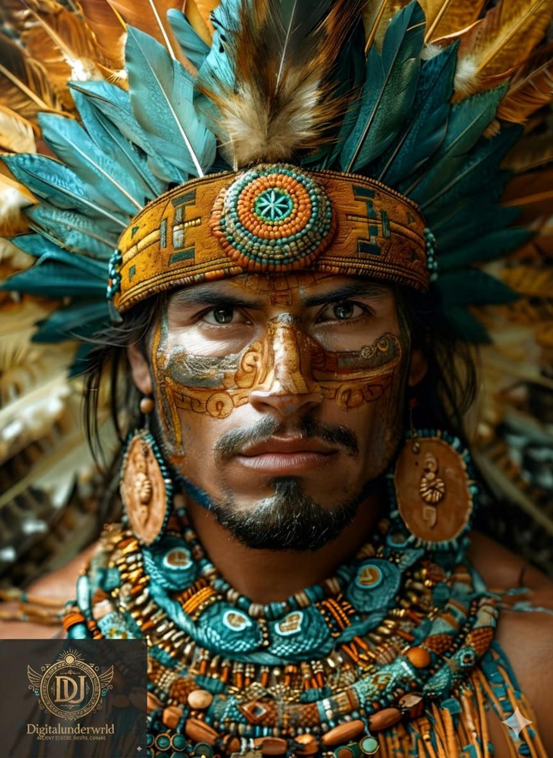 Aztec Warrior King Art Print: Tribal Leader Portrait (digital Download ...