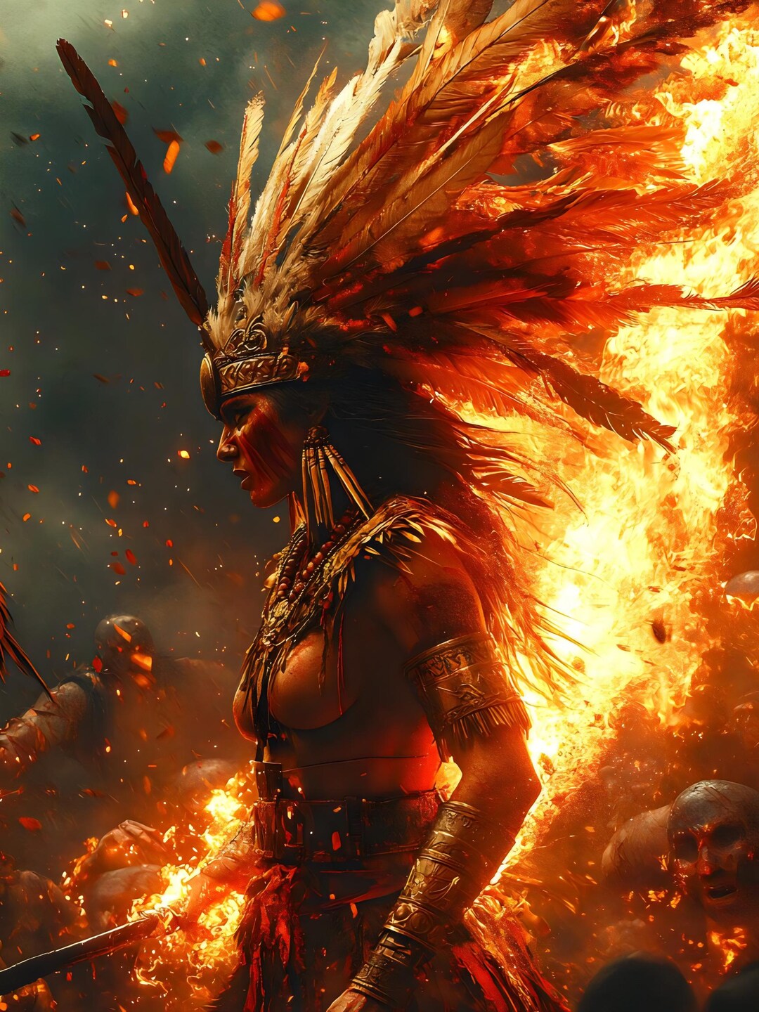 Aztec Warrior King Art Print: Mesoamerican Decor (5 PNG Files for ...