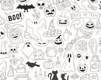 Halloween Doodle Clipart Bundle | Spooky SVG, PNG, EPS (Digital Download)
