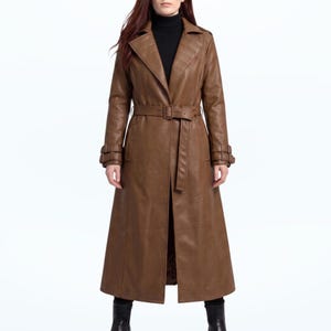 Handmade Brown Leather Trench Coat, Cognac Gambit Kinetic Belted Long Gaming Overcoat, Padded Lapel Coat, Vintage Style Comic Parka