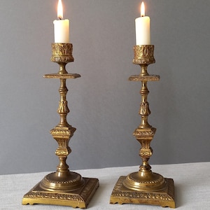 Bronze antique candle holders, decorative brass candelabras, shabby chic home decor