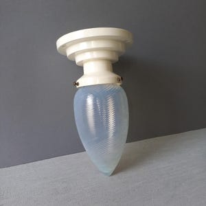 Art deco ceiling light with milk glass lamp shade, French vintage lighting