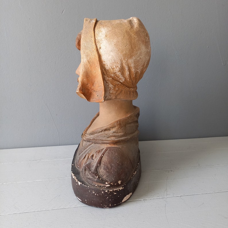 French Art Nouveau Bust, Decorative Female Statue of Girl's Head, Woman