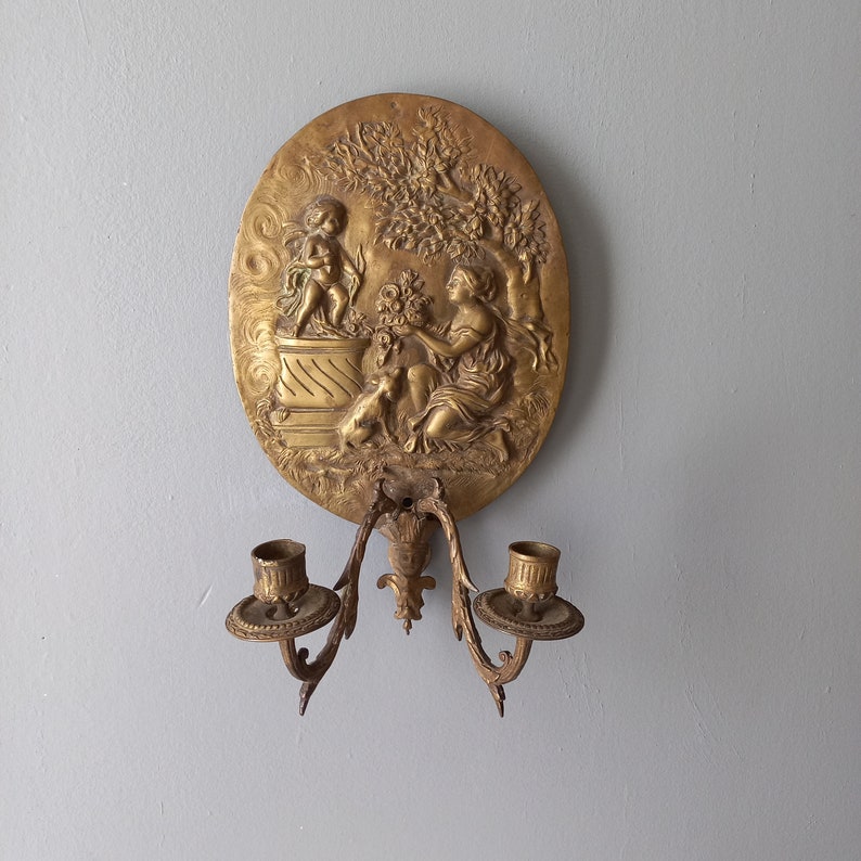 Wall Mounted Candle Holder, French Antique Brass or Bronze Candle Sconce, Antique Wall Art Etsy