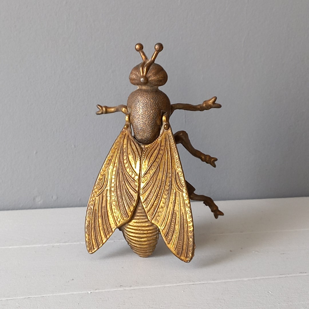 Vintage Fly Ashtray Decorative Insect Ornament Brass Coated Etsy