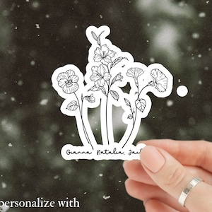 Personalized Birth Month Flower Stickers with Names, customized stickers, gifts for her, gifts for mom, holiday gifts