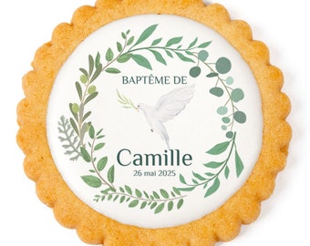 6 Personalized Cookies - Dove Baptism Pattern