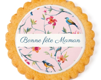 6 Personalized Biscuits - Birds Pattern