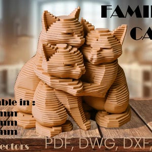 Laser Cut 3D Cats Puzzle, 3D Cat Model Kit – Easy-to-Assemble Laser Cut Design, Laser Cut Cardboard Cats, Handmade Cardboard Cat Sculpture