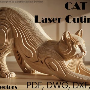 Puzzle gatto 3D tagliato al laser, kit modello gatto 3D - Design tagliato al laser facile da assemblare, gatto di cartone tagliato al laser, scultura di gatto di cartone fatta a mano
