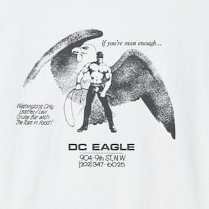 DC Eagle, Washington DC. Vintage Queer Graphic T-Shirt. Tom of Finland, Gay Leather Kink Bar. Holiday Gift of LGBTQ History Pride