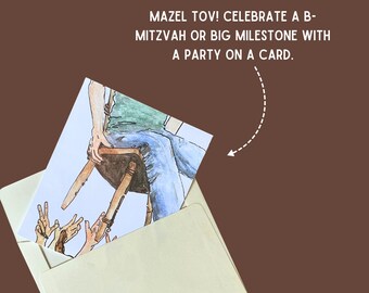Tarjeta de felicitación de arte judío - ¡Celebre! (Bat o Bar Mitzvah, Boda, Graduación)
