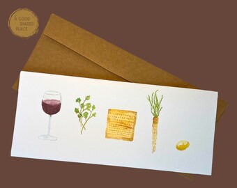 Jewish Art Card - Pesach, Passover Seder Food