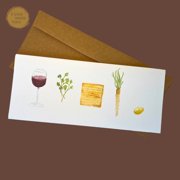 Jewish Art Card - Pesach, Passover Seder Food