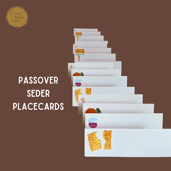 PHYSICAL Passover Seder Table Placecards - Handpainted Pesach Art Designs