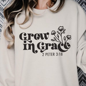 Grandir dans la grâce SVG PNG, Svg chrétien, religieux, Svg foi, Jésus Svg, grain et grâce, Svg fleur, plante, Svg de verset de la Bible
