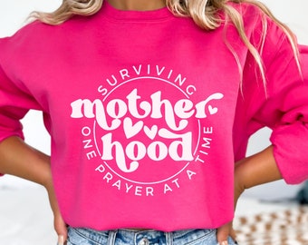 Surviving Motherhood One Prayer at a Time SVG PNG, Praying Mama svg, This Mama Prays svg, Christian svg, Raising Believers svg,Religious svg