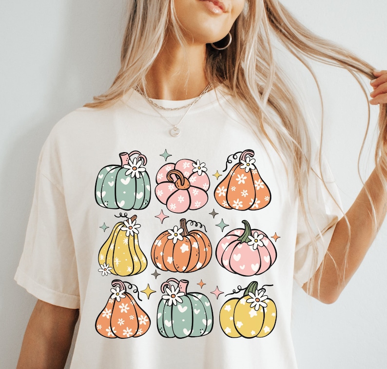 Retro Pumpkin PNG, Retro Fall png, Pumpkin Season png, Pumpkins & Daisies png, Fall Coquette png, Trendy Fall png image 1