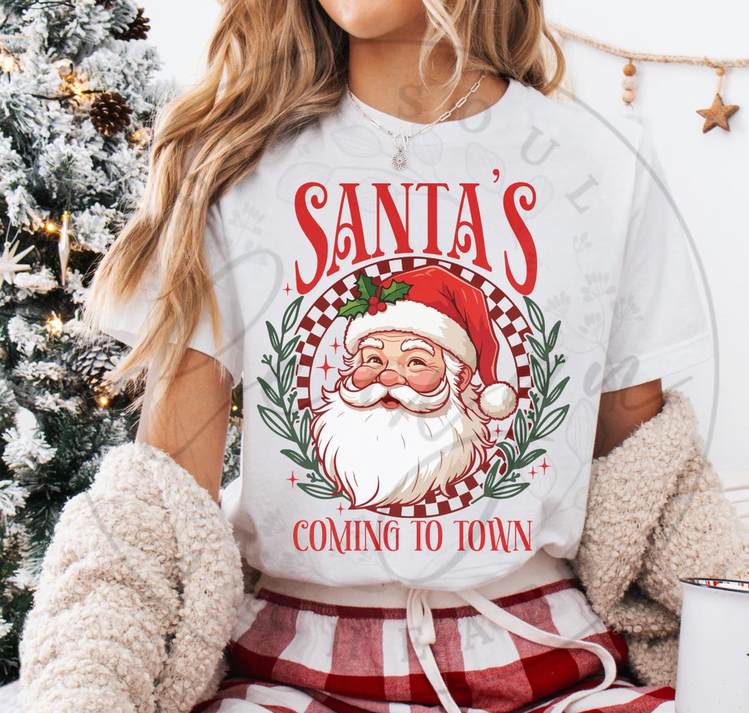 Santa’s Coming to Town Png, Vintage Christmas Png, Santa Claus Png ...