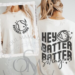 Hey Batter Batter Swing SVG, PNG, Baseball Mom Svg, Baseball Season Svg, Front and Back Svg, Trendy Svg, Baseball Shirt Svg, Groovy Svg