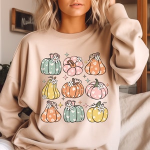 Retro Pumpkin PNG, Retro Fall png, Pumpkin Season png, Pumpkins & Daisies png, Fall Coquette png, Trendy Fall png image 2