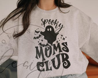 Spooky Moms Club SVG PNG, Spooky Mama SVG, Cute Ghost SVG, Trendy Halloween SVG, Spooky Season SVG, Retro Halloween SVG, zijn Freaking Bats