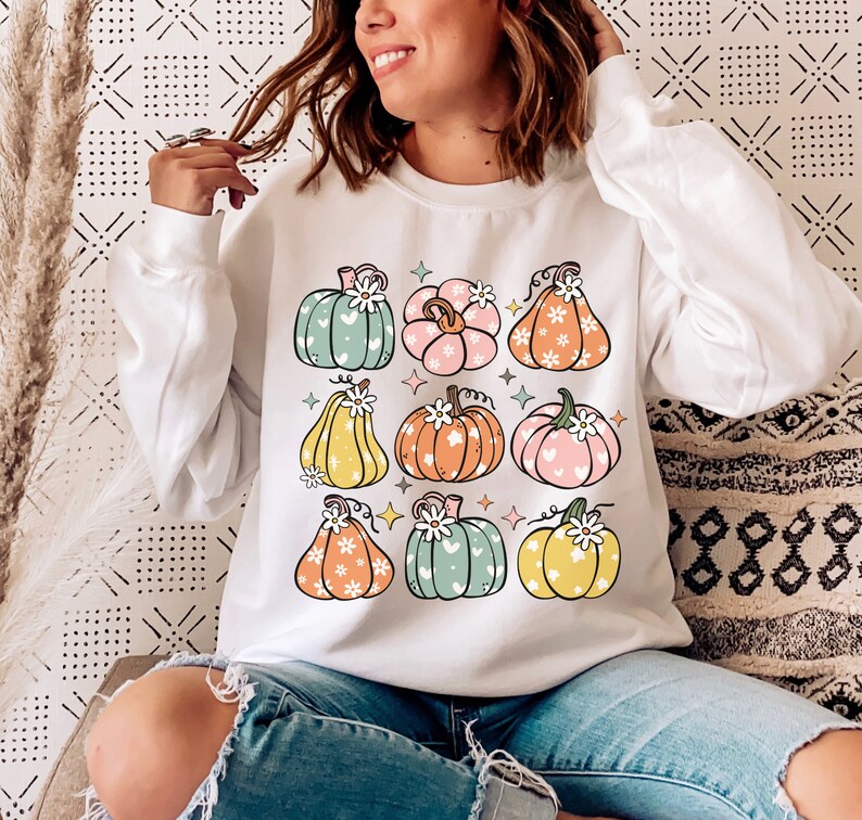 Retro Pumpkin PNG, Retro Fall png, Pumpkin Season png, Pumpkins & Daisies png, Fall Coquette png, Trendy Fall png image 4