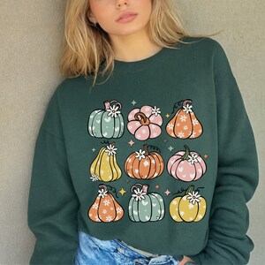 Retro Pumpkin PNG, Retro Fall png, Pumpkin Season png, Pumpkins & Daisies png, Fall Coquette png, Trendy Fall png image 3