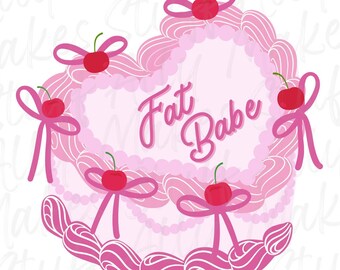 Vintage Heart Cake PNG | Fat Babe Illustration (Digital Download)