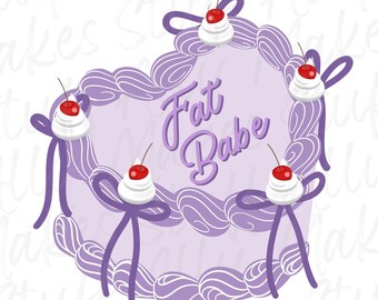 Lavender Heart Cake PNG | Fat Babe Vintage Art (Digital Download)