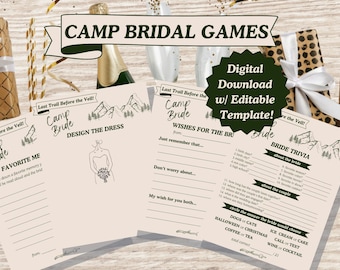 Camp Bachelorette Games | Bachelorette Getaway (Canva Template & Digital Download)