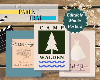 Póster de la película "Trampa para padres" / Decoración imprimible para fiestas / Camp Walden, Parker Knoll (Descarga digital)