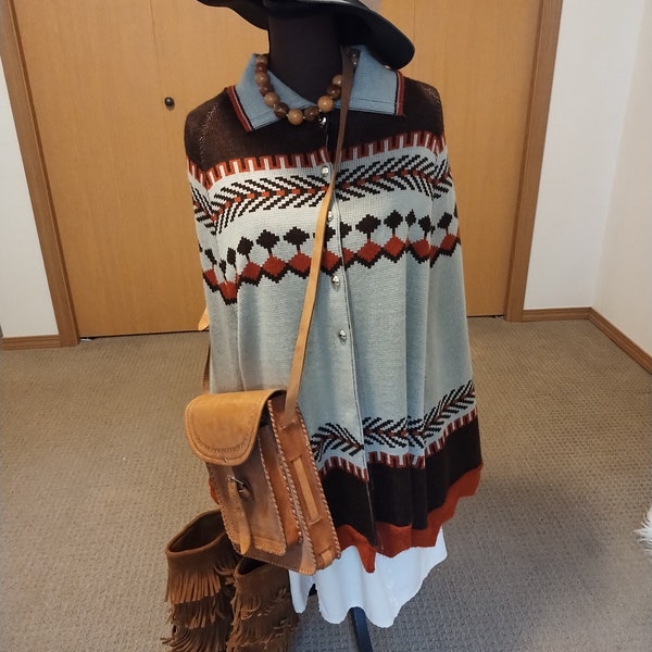 70's Montgomery Wards brown earthy poncho