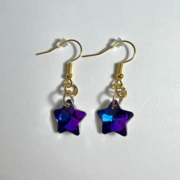 Dark Purple Star Earrings