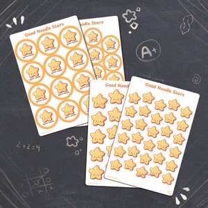 Boas estrelas de macarrão || adesivos de estrelas fofos e divertidos, adesivos de emblemas de estrelas, adesivos para professores, adesivos de volta às aulas para crianças, adesivos de bom trabalho